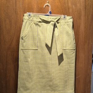 Cato Yellow Checkered Pencil Skirt